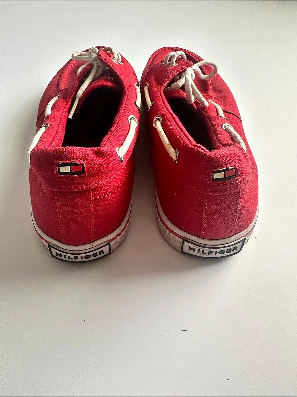 Tommy Hilfiger Canvas Boat Shoe Red & White US 10.5 - Picture 5 of 7